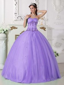 Tulle and Taffeta Low Price Lilac Quinceaneras Dress with Beading