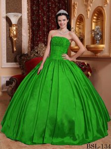 Strapless Taffeta Quinceanera Gown Dresses in Green on Discount
