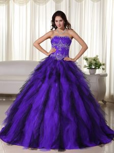 Purple Ball Gown Strapless Cheap Dress for Quinceanera in Taffeta