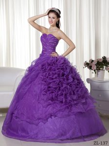 Sweetheart Organza Quinceanera Gown Dresses with Beading and Ruche