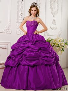 Fuchsia Sweet Sixteen Dresses with Appliques and Sweetheart in Taffeta