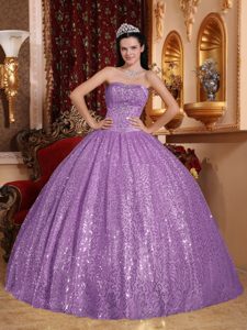 Purple Sweetheart Floor-length Beaded Dress for Quince in Special Fabric