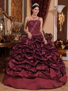Modern 2014 One Shoulder Taffeta Quinceanera Dress with Pick-ups on Sale