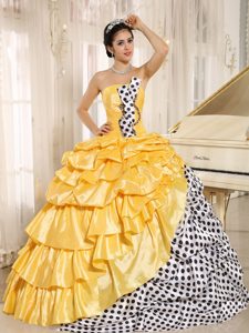 Popular Multicolor Strapless Quinceanera Dress with Pick-ups on Promotion