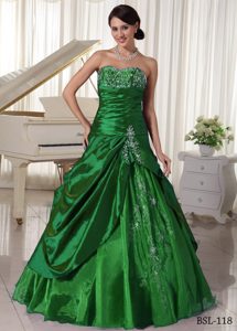 Taffeta and Organza Sweet 16 Quinceanera Dress with Appliques and Beading