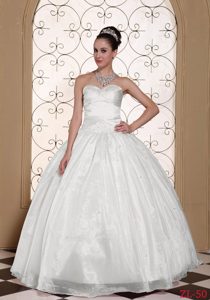 Beautiful 2013 Beaded White Sweet Sixteen Dresses in Taffeta and Organza
