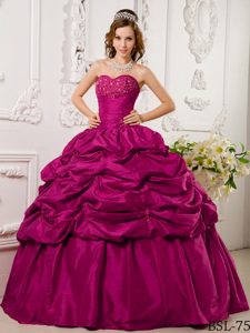 Latest Hot Pink Spaghetti Straps Taffeta Dresses for Quince with Appliques