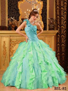 Taffeta Beaded and Ruffled Sweet 16 Quinceanera Dresses in Multi-Color