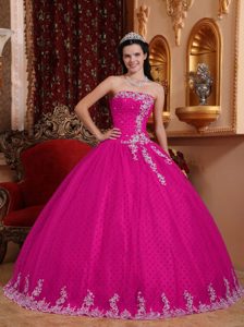 New Stylish 2013 Strapless Coral Red Sweet Sixteen Dress with White Embroidery
