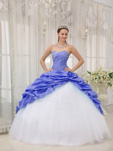 Purple Sweetheart Beaded Quinceanera Gown Dresses in Taffeta and Tulle