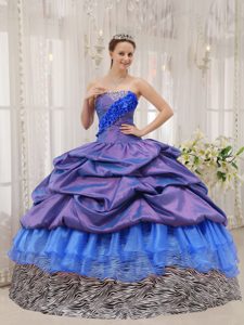Exclusive Strapless Beaded Taffeta and Organza Sweet 16 Dresses in Zebra