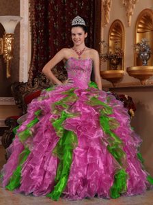 Exclusive Sweetheart Floor-length Organza Dress for Quince with Beading