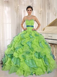 Stylish Multi-color 2013 Quinceanera Gown Dress with Appliques and Ruffles