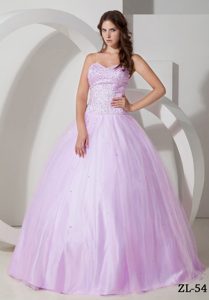 Fabulous Beaded Floor-length Taffeta Quinceaneras Dress in Light Pink