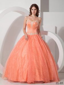 New Sweetheart Satin and Organza Quinceanera Gown with Appliques