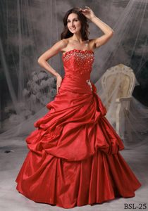 Princess Strapless Taffeta Red 2013 Magnificent Dress for Quinceanera