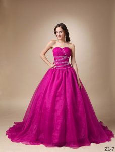 Romantic Princess Sweetheart Sweet 16 Quinceanera Dress in Fuchsia