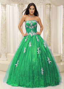 Wonderful Beaded Zipper-up Green Quinceanera Dresses with Appliques