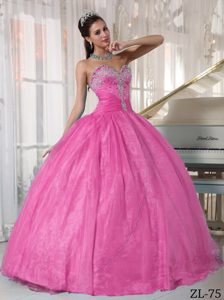 Fashionable Sweetheart Rose Pink Long Quinceanera Gowns for Spring