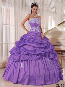 Memorable Ruched Floor-length Taffeta Quinceanera Dress in Lavender