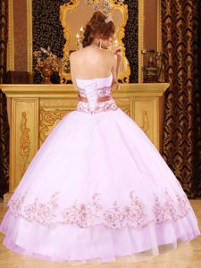 Beautiful Strapless Lace-up Pink Organza Dress for Quince with Bowknot