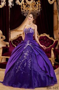 Sweetheart Taffeta Purple 2013 Best Seller Sweet 15 Dress with Appliques