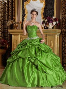 Memorable Spring Green Lace-up Beaded Quinceanera Gowns under 250