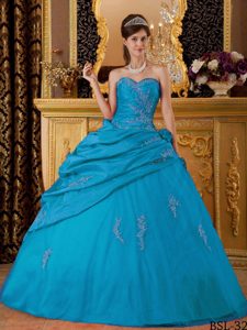 Sweetheart Teal Taffeta and Tulle 2013 Discount Dress for Quinceanera
