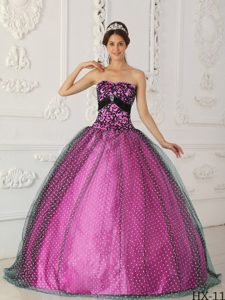 Black and Fuchsia Tulle Elegant Sweet 16 Quinceanera Dress under 250