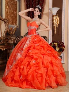 Gorgeous Beaded and Ruffled Lace-up Quinceanera Dresses in Orange
