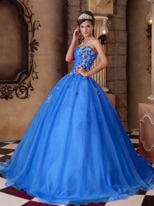 Blue A-line Beaded Long 2013 Wonderful Sweet 16 Dresses under 250