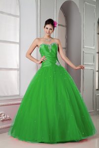 Cheap Spring Green Sweetheart Taffeta and Tulle Quinceanera Dress with Appliques