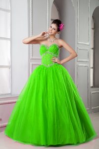 Lovely Sweetheart Spring Green Ball Gown Quinceanera Dress with Beading on Sale