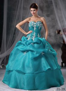 Ball Gown Sweetheart Appliqued Pick ups Sweet Sixteen Dresses in Organza