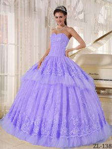 Beautiful Sweetheart Floor-length Organza Quince Dresses with Appliques