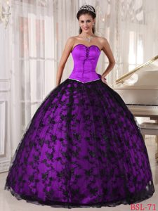 New Fuchsia Sweetheart Dress for Quinceanera in Tulle and Taffeta Lace
