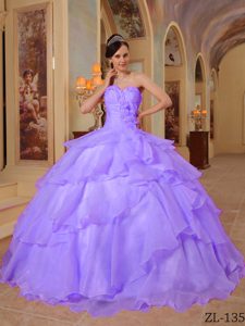 Purple Ball Gown Sweetheart Beaded for Quinceanera Dresses in Organza