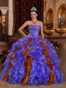 Sweetheart Organza Sweet 16 Dresses with Ruffles for Custom Made