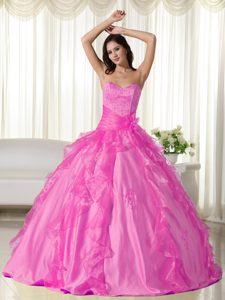 Cute Hot Pink Ball Gown Style Sweet Sixteen Quinces Dresses in Taffeta