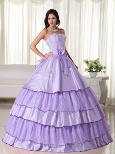 Taffeta Sweet Sixteen Dresses with Beading and Strapless in Lavender