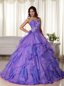 Purple Ball Gown Sweetheart Low Price Quinceaneras Dress in Organza