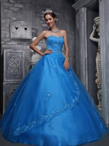 Pretty Taffeta and Tulle Quinceanera Dresses in Blue with Sweetheart