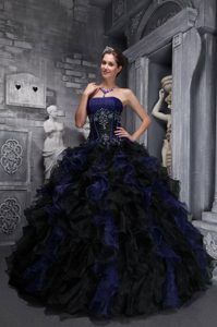 Beautiful Taffeta and Organza Quince Dress with Appliques and Ruffles