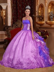 Purple Ball Gown Sweetheart New Sweet 15 Dresses with Ruffles and Embroidery