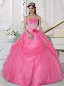 Strapless Taffeta and Organza Sweet 16 Dress Appliques and Hand Made Flower