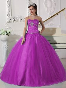 2013 Ball Gown Sweetheart Quinceanera Gown Dresses with Beadings in Fuchsia