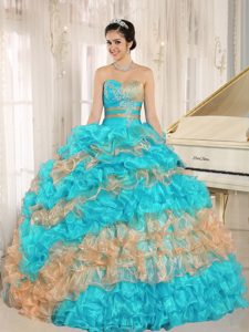 Stylish Multi-colored Quinceanera Gown Dresses with Appliques and Ruffles