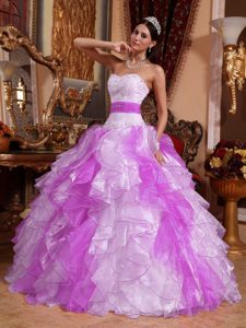 Multi-color Beaded and Ruched Luxurious Quinceaneras Dress for Spring