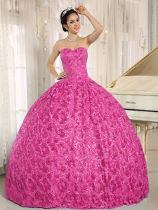 Embroidered Tulle Sweetheart Gorgeous Quinceanera Gown Dress in Pink