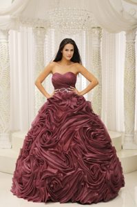 Rust Red Sweetheart Beaded Lace-up Organza Exquisite Dress for Quince